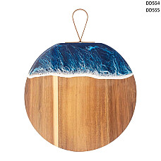 Στρογγυλή σανίδα κουζίνας εποξειδικής ρητίνης "Sea Bay" από ξύλο ακακίας με δερμάτινη λαβή – DD554/5 - Sellzone.bg Στρογγυλή σανίδα κουζίνας εποξειδικής ρητίνης "Sea Bay" από ξύλο ακακίας με δερμάτινη λαβή – DD554/5